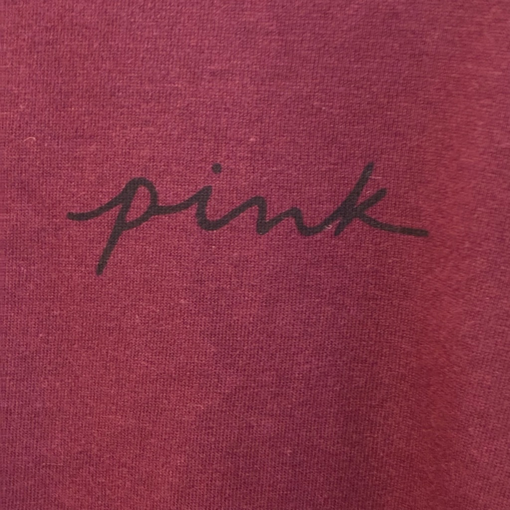 PINK Victoria’s Secret Maroon Long Sleeve T-shirt Oversized Relaxed Fit, Size M - Picture 9 of 15